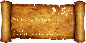 Melicska Szidor névjegykártya